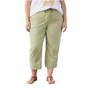 Torrid Green Utility Linen Crop Wide Leg Pant in Tea 20
